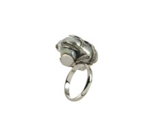 Handcraft Australian Baroque Pearl 18 Karat White Gold Diamonds Cocktail Ring