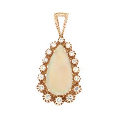 Collier pendentif artisanal en or jaune 14 carats avec opale d'Australie