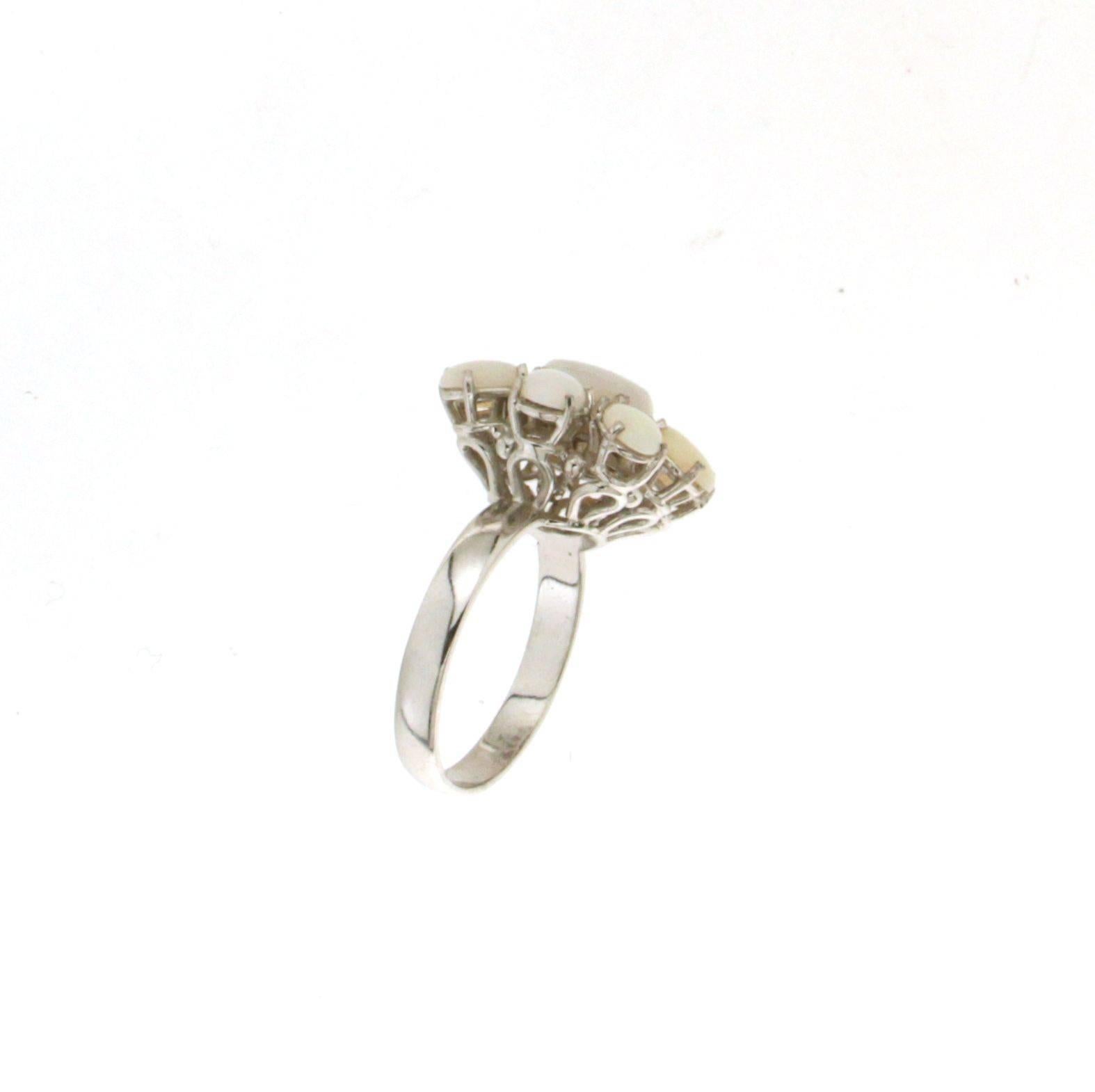 Oval Cut Handcraft Australian Opal 18 Karat White Gold Cocktail Ring For Sale