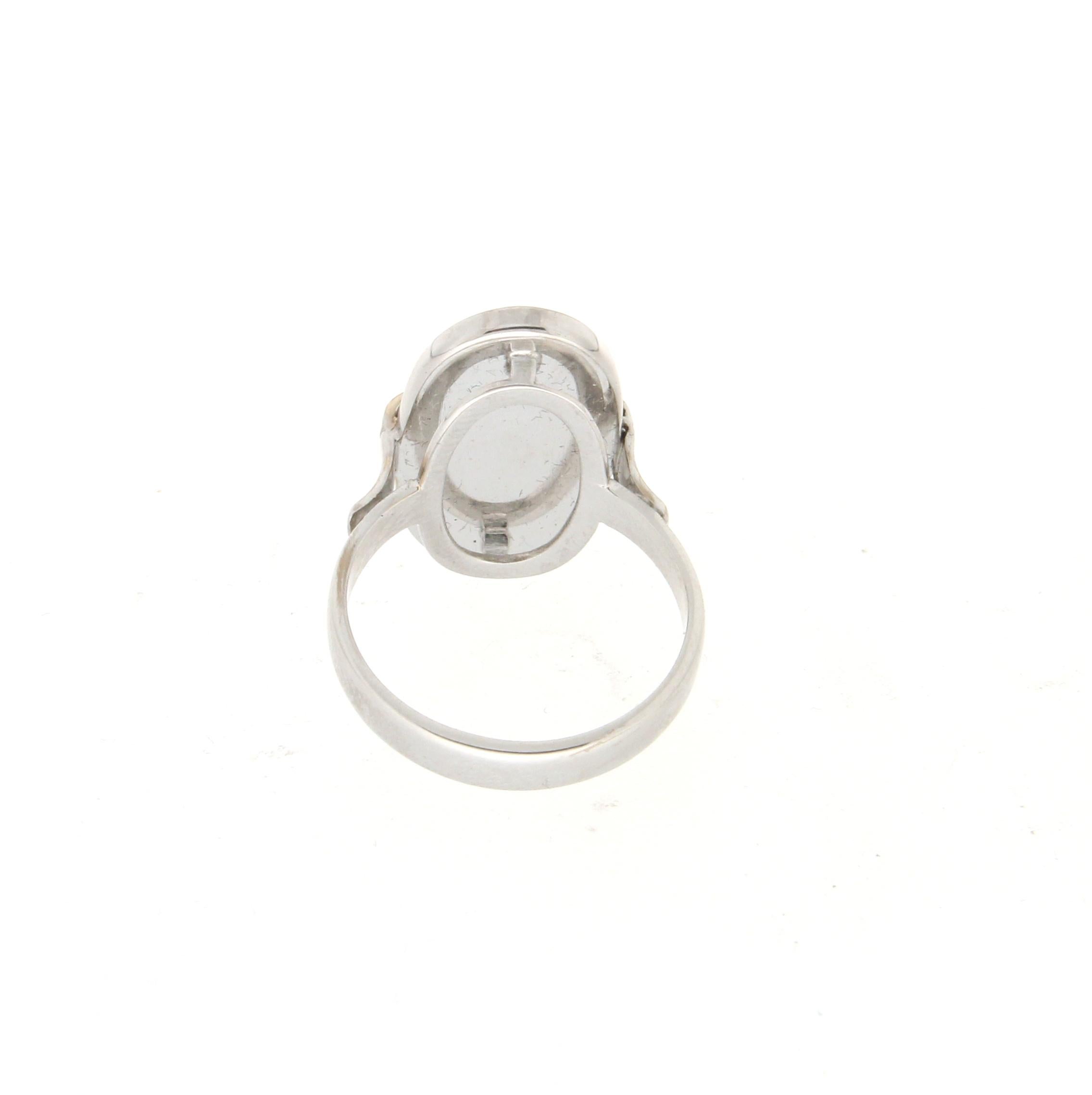 Oval Cut Handcraft Australian Opal 18 Karat White Gold Diamonds Cocktail Ring For Sale