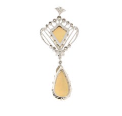 Handcraft Australian Opal 18 Karat White Gold Diamonds Pendant