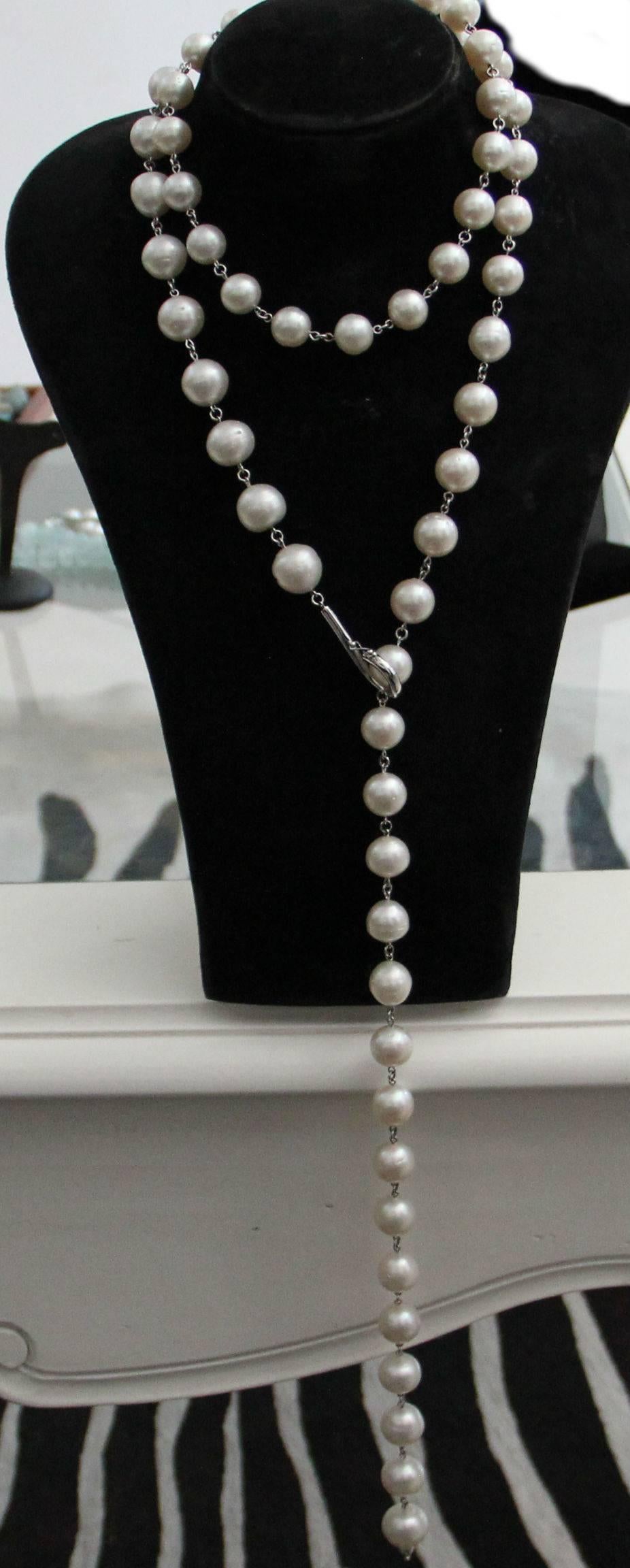 Artisan Handcraft Australian Pearls 18 Karat White Gold Bead Necklace