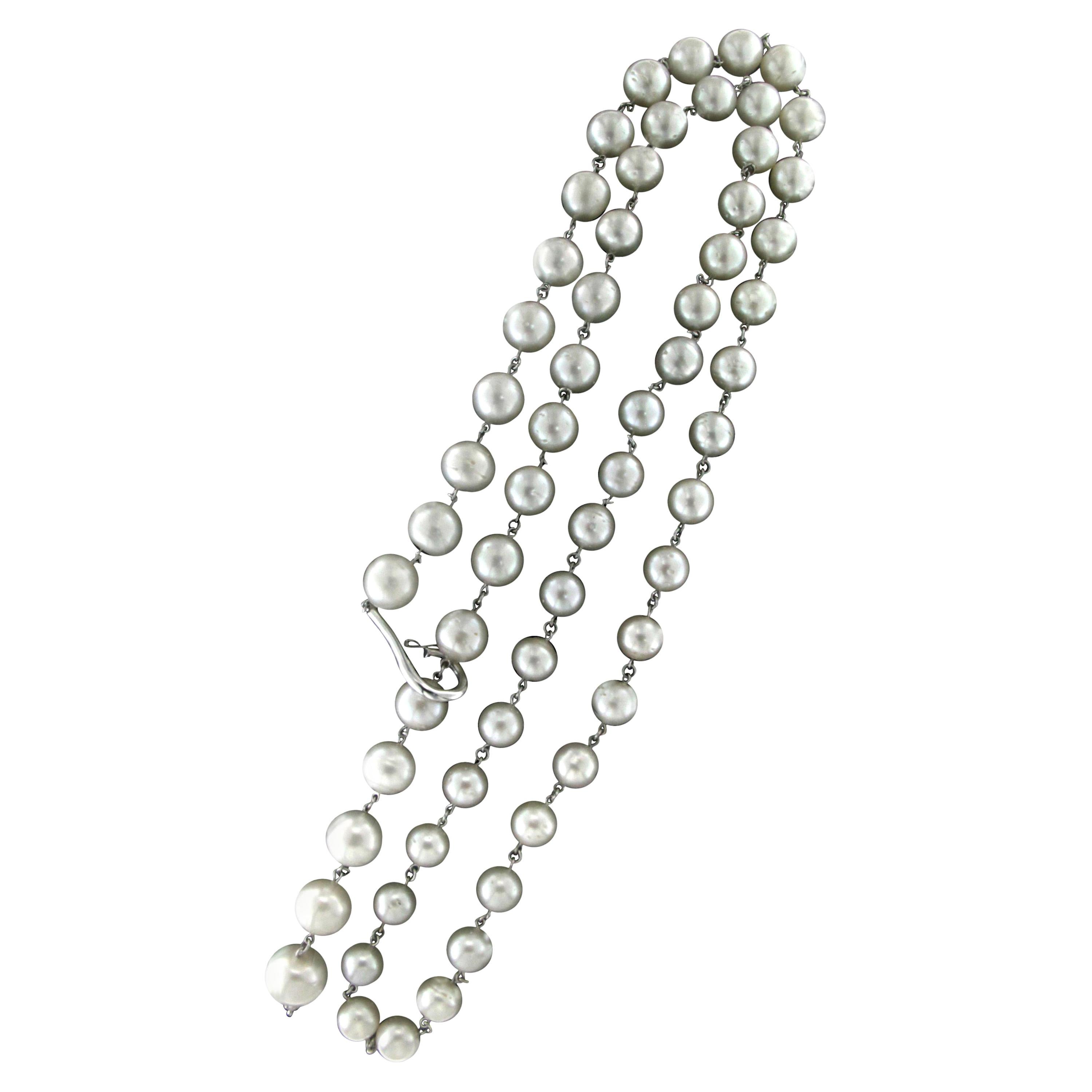 Handcraft Australian Pearls 18 Karat White Gold Bead Necklace