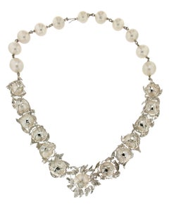Handcraft Australian Pearls 18 Karat White Gold Diamonds Choker Necklace