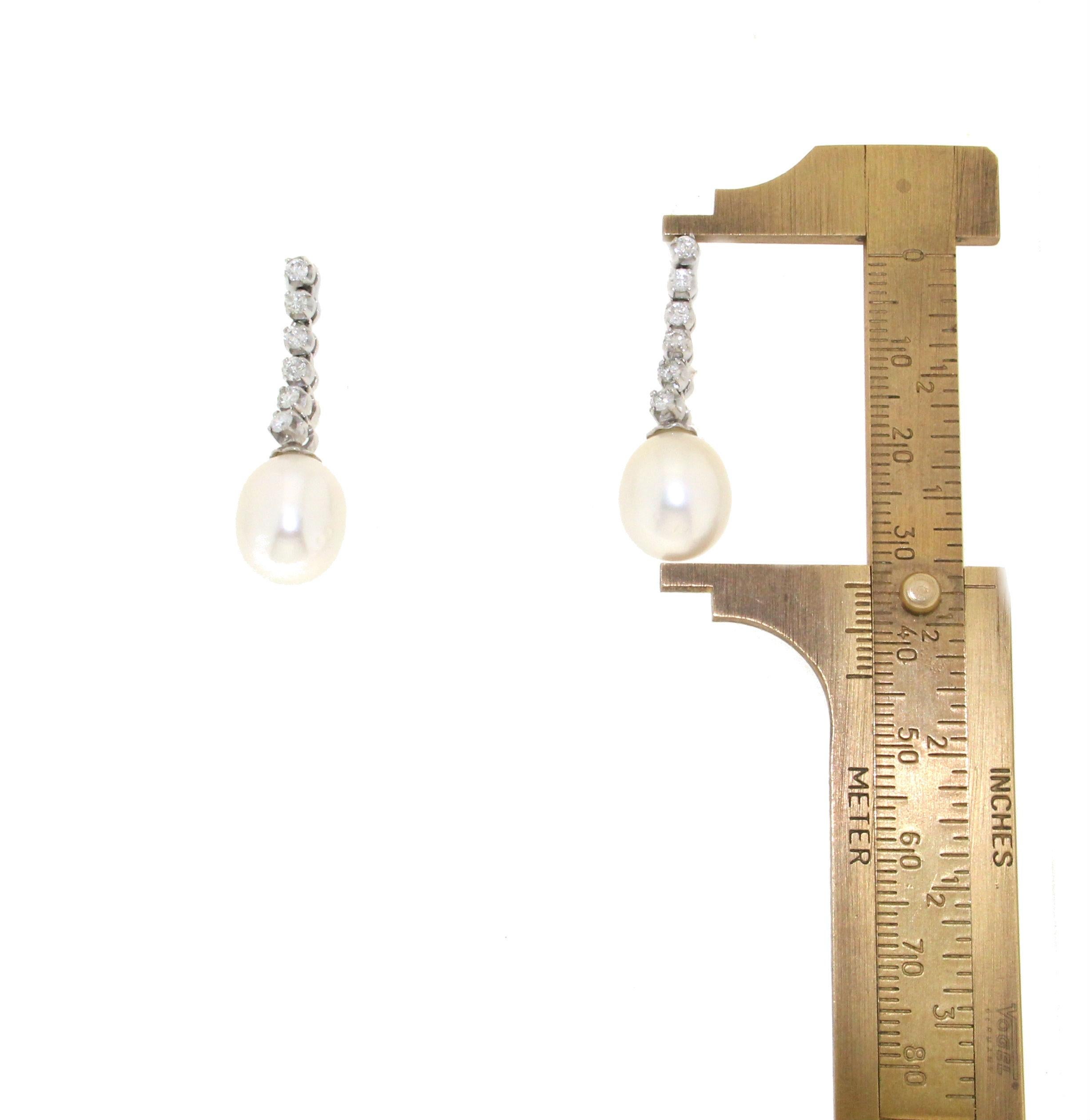 Artisan Handcraft Australian Pearls 18 Karat White Gold Diamonds Drop Earrings For Sale