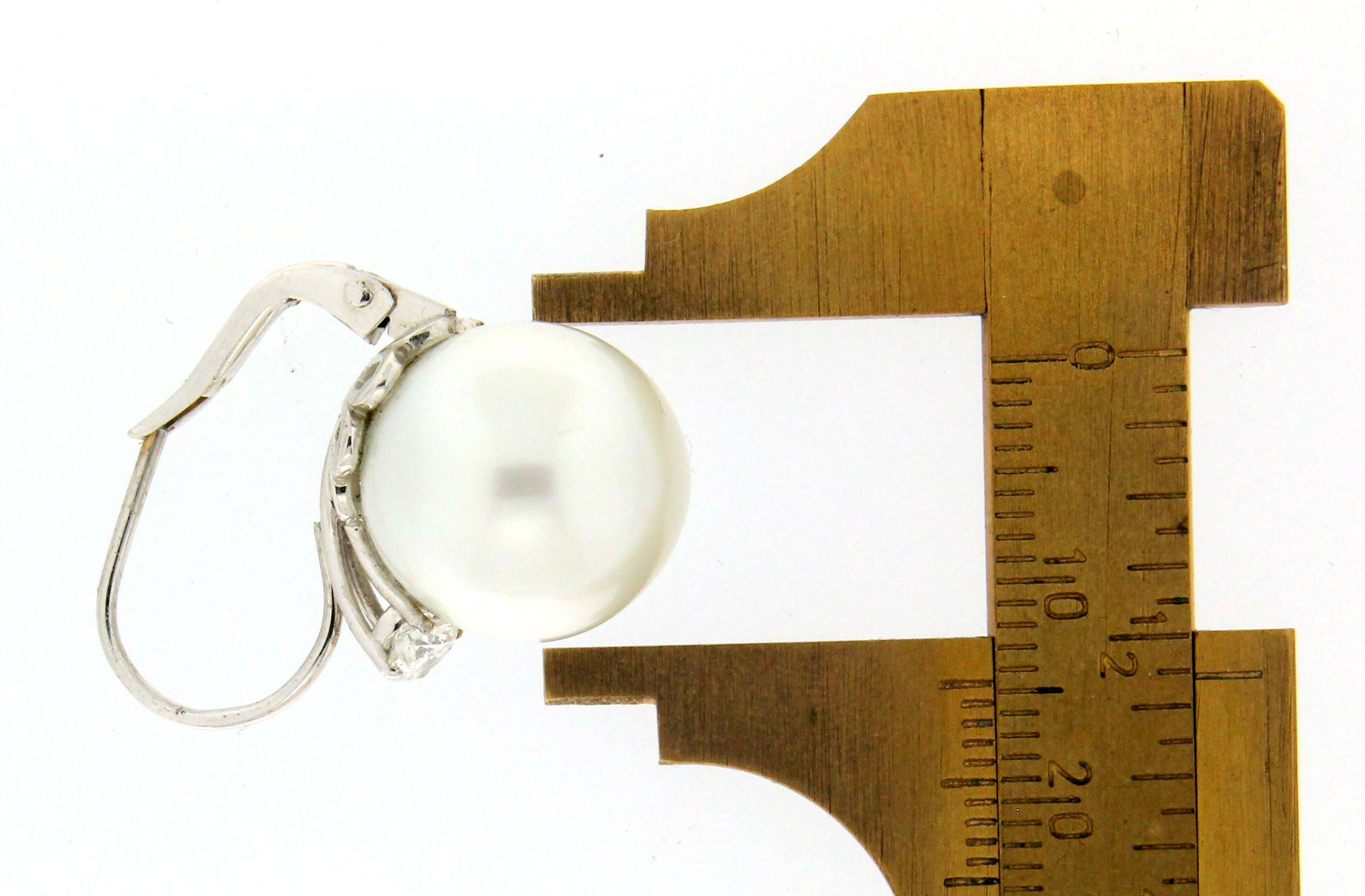Handcraft Australian Pearls 18 Karat White Gold Diamonds Drop Earrings In New Condition For Sale In Marcianise, IT