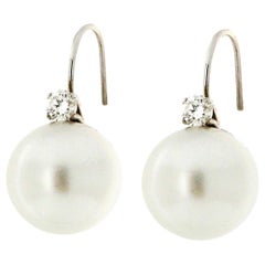 Handcraft Australian Pearls 18 Karat White Gold Diamonds Drop Earrings