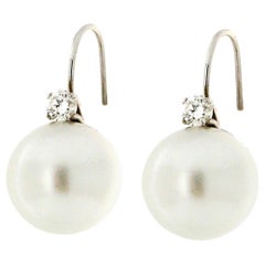 Handcraft Australian Pearls 18 Karat White Gold Diamonds Drop Earrings