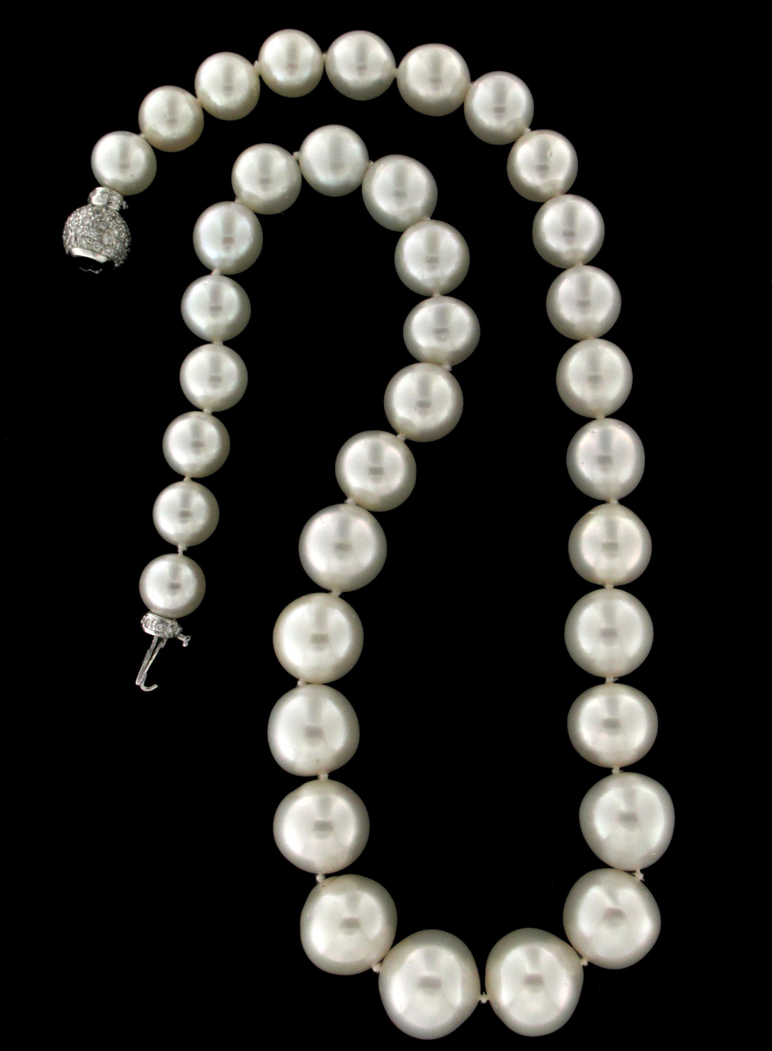 Women's or Men's Handcraft Australian Pearls 18 Karat White Gold Strand Rope Necklace