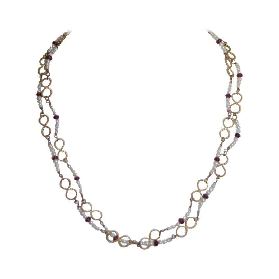Chain Necklace Yellow Gold Ruby For Sale at 1stDibs