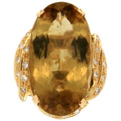 Handcraft Beryl 18 Karat Yellow Gold Diamonds Cocktail Ring