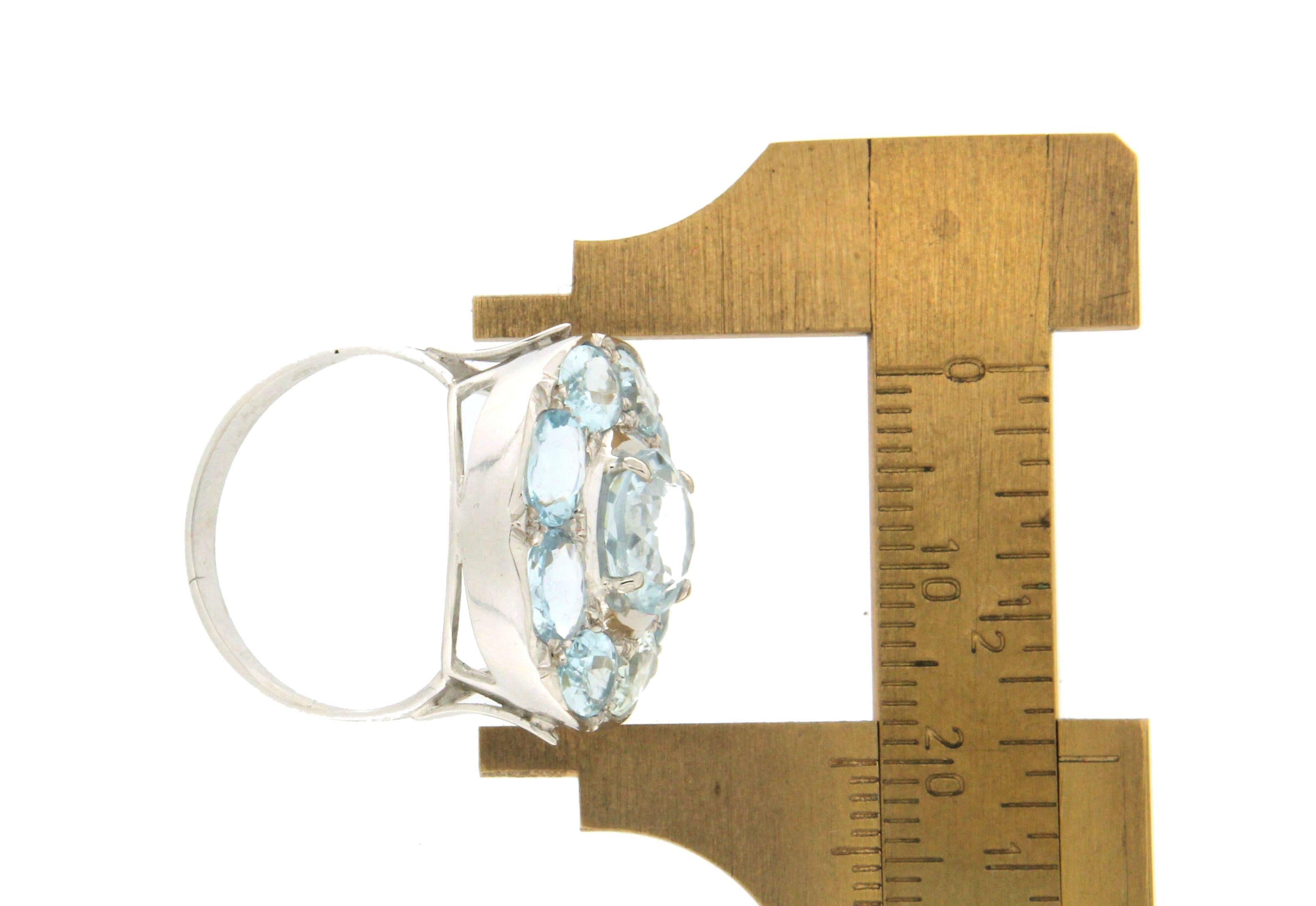 Handcraft Brazilian Aquamarine 18 Karat White Gold Cocktail Ring In New Condition For Sale In Marcianise, IT