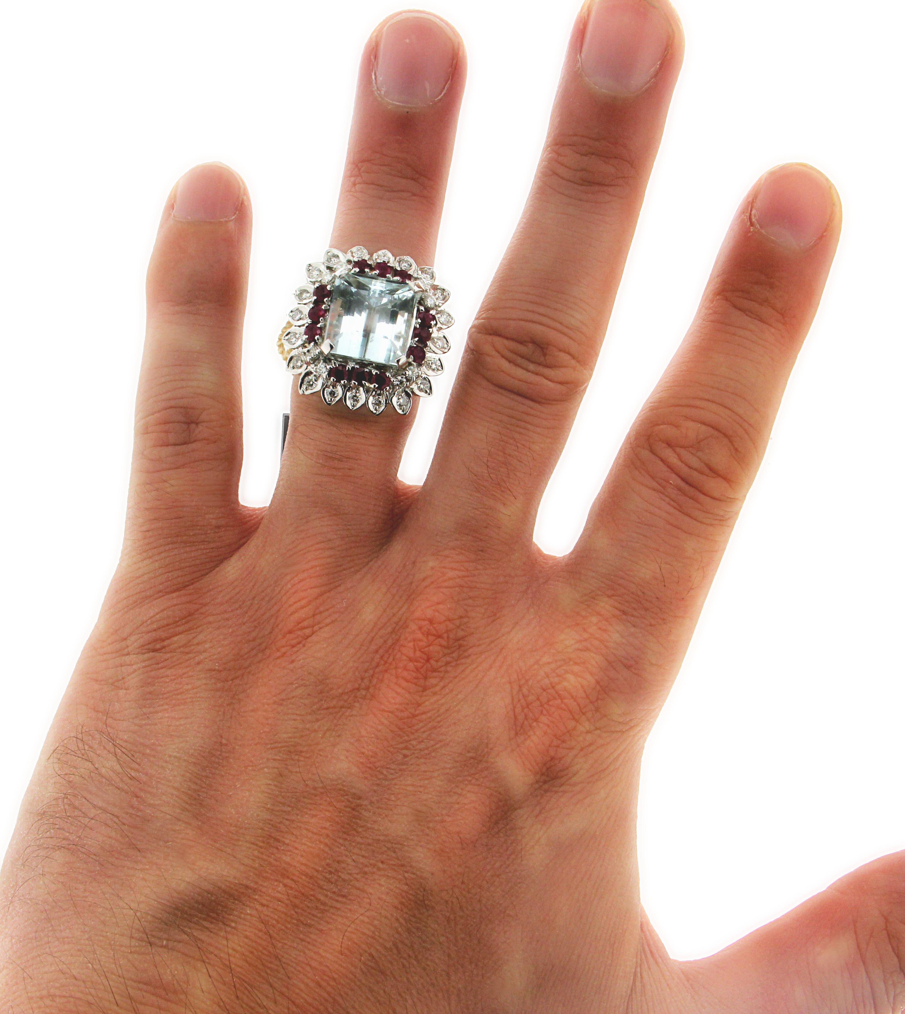 Handcraft Brazilian Aquamarine 18 Karat White Gold Diamonds Cocktail Ring For Sale 8
