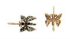 Handcraft Butterfly 14 Karat Yellow Gold Diamonds Drop Earrings