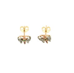Handgefertigte Schmetterling-Ohrstecker aus 14 Karat Gelbgold mit Diamanten