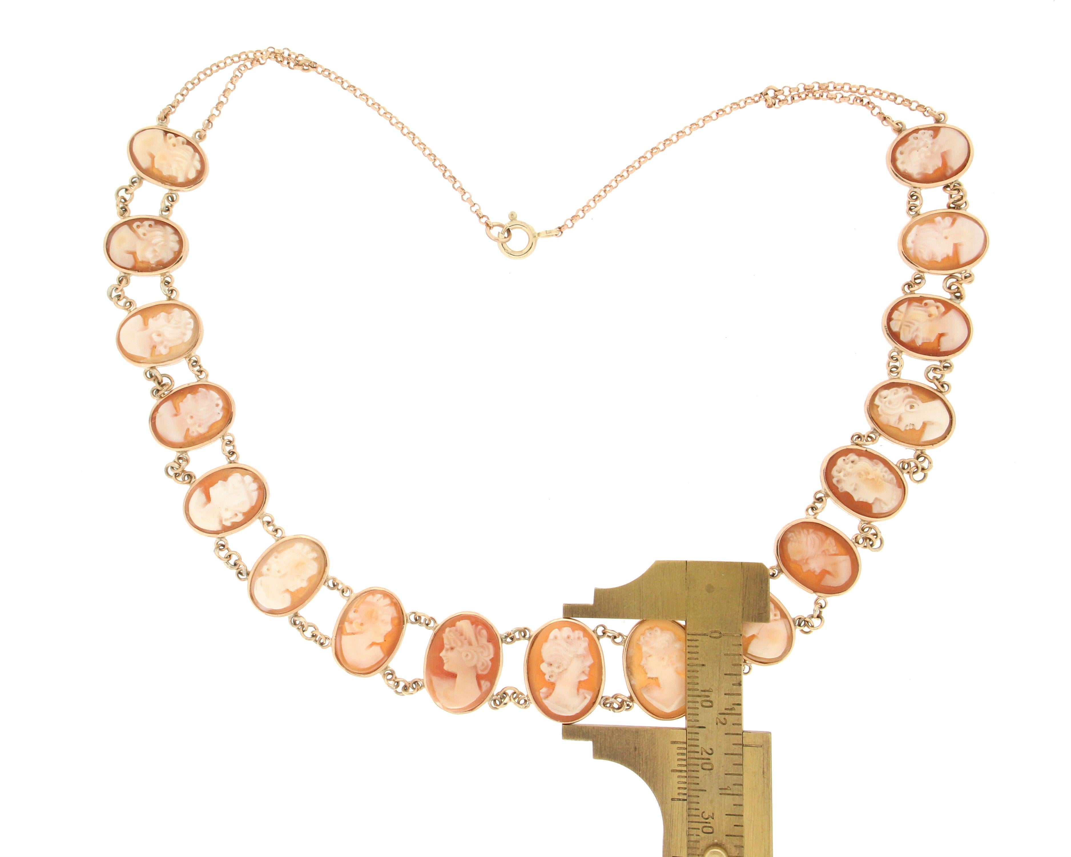 Handcraft Cameo 14 Karat Yellow Gold Choker Necklace In New Condition In Marcianise, IT