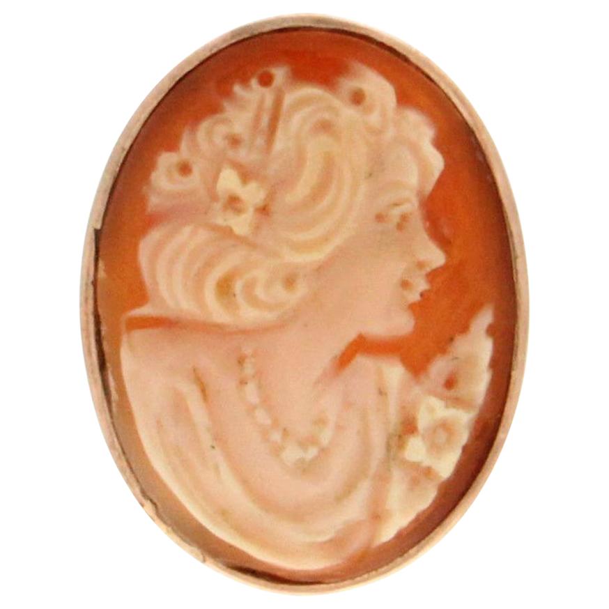 Handcraft Cameo 9 Karat Yellow Gold Cocktail Ring For Sale