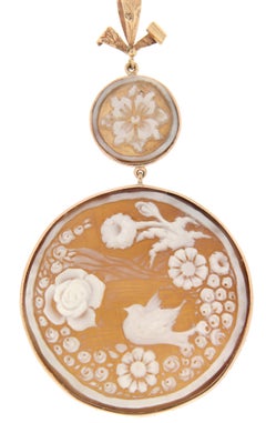 Handcrafted Antique 9kt Yellow Gold Cameo Pendant, Italy 1950