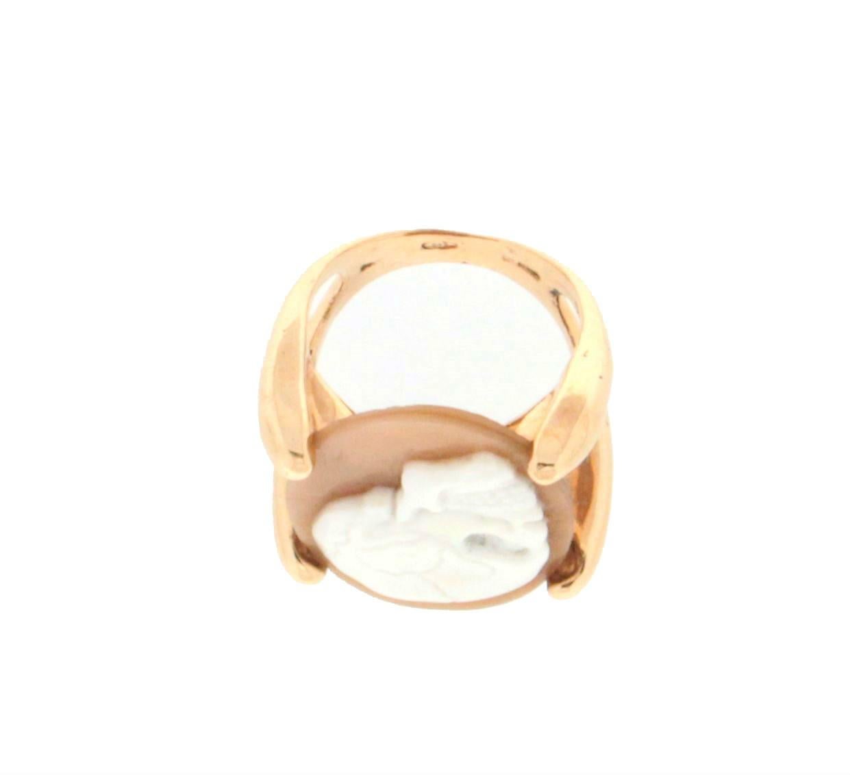 Women's or Men's Handcraft Cameo Skull 14 Karat Yellow Gold Cocktail Ring