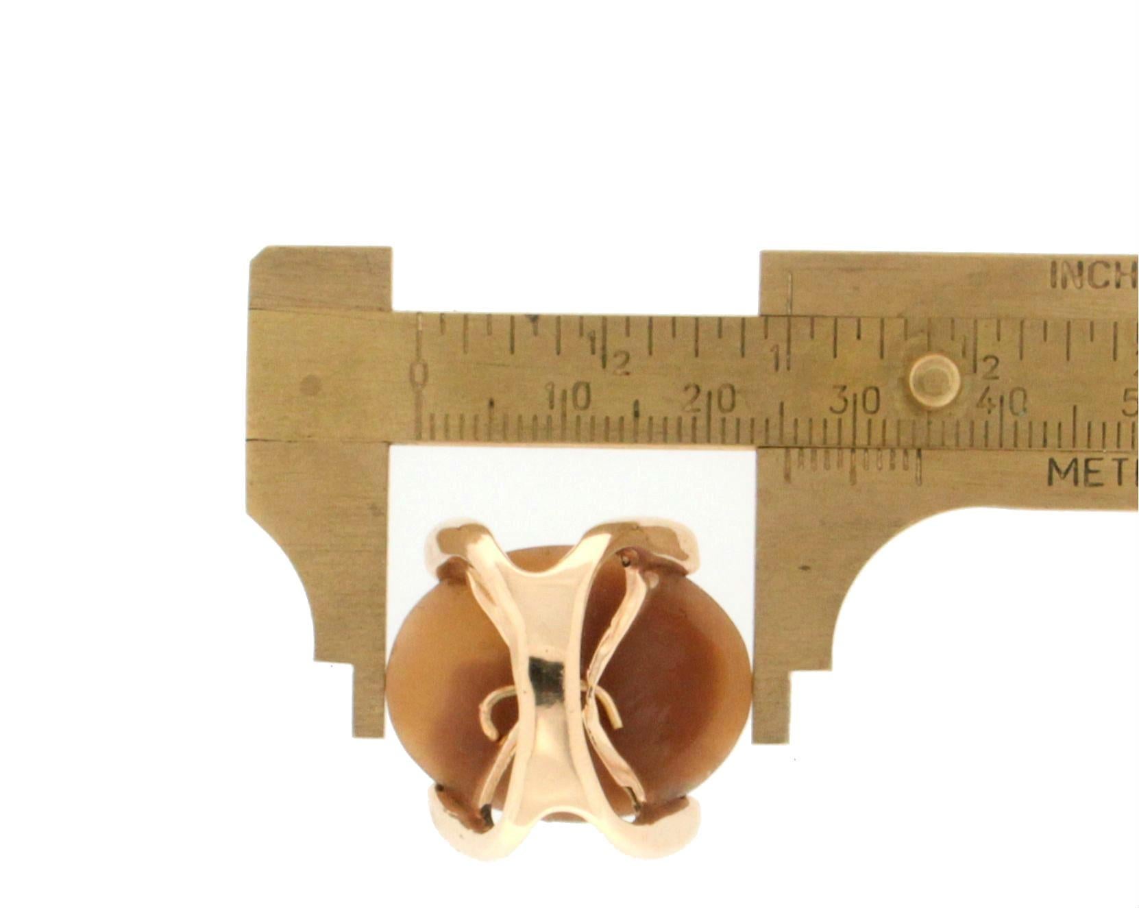 Handcraft Cameo Skull 14 Karat Yellow Gold Cocktail Ring 4