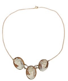 Handcraft Cameos 9 Karat Yellow Gold Drop Necklace