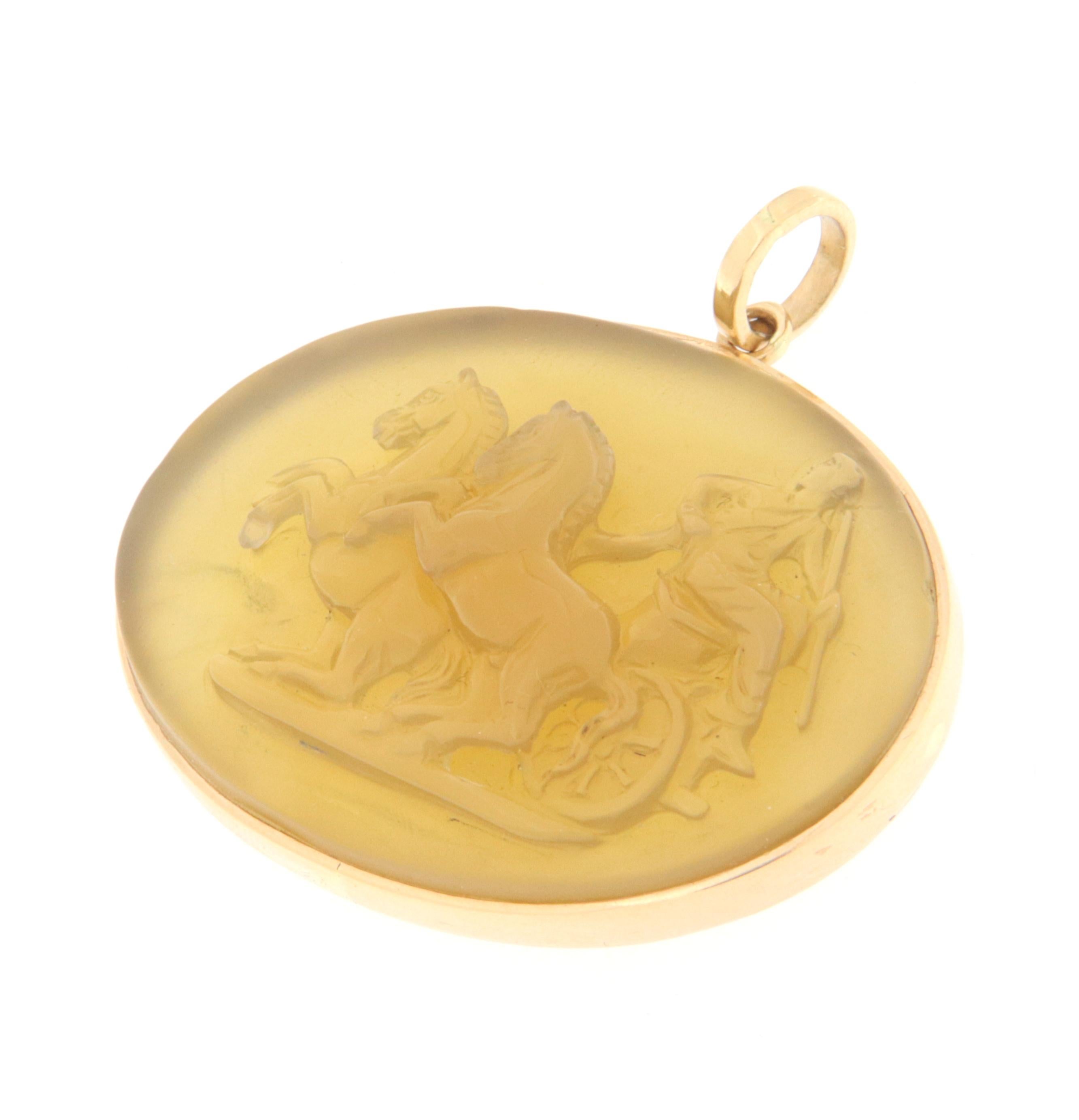 14kt yellow gold rondelle pendant