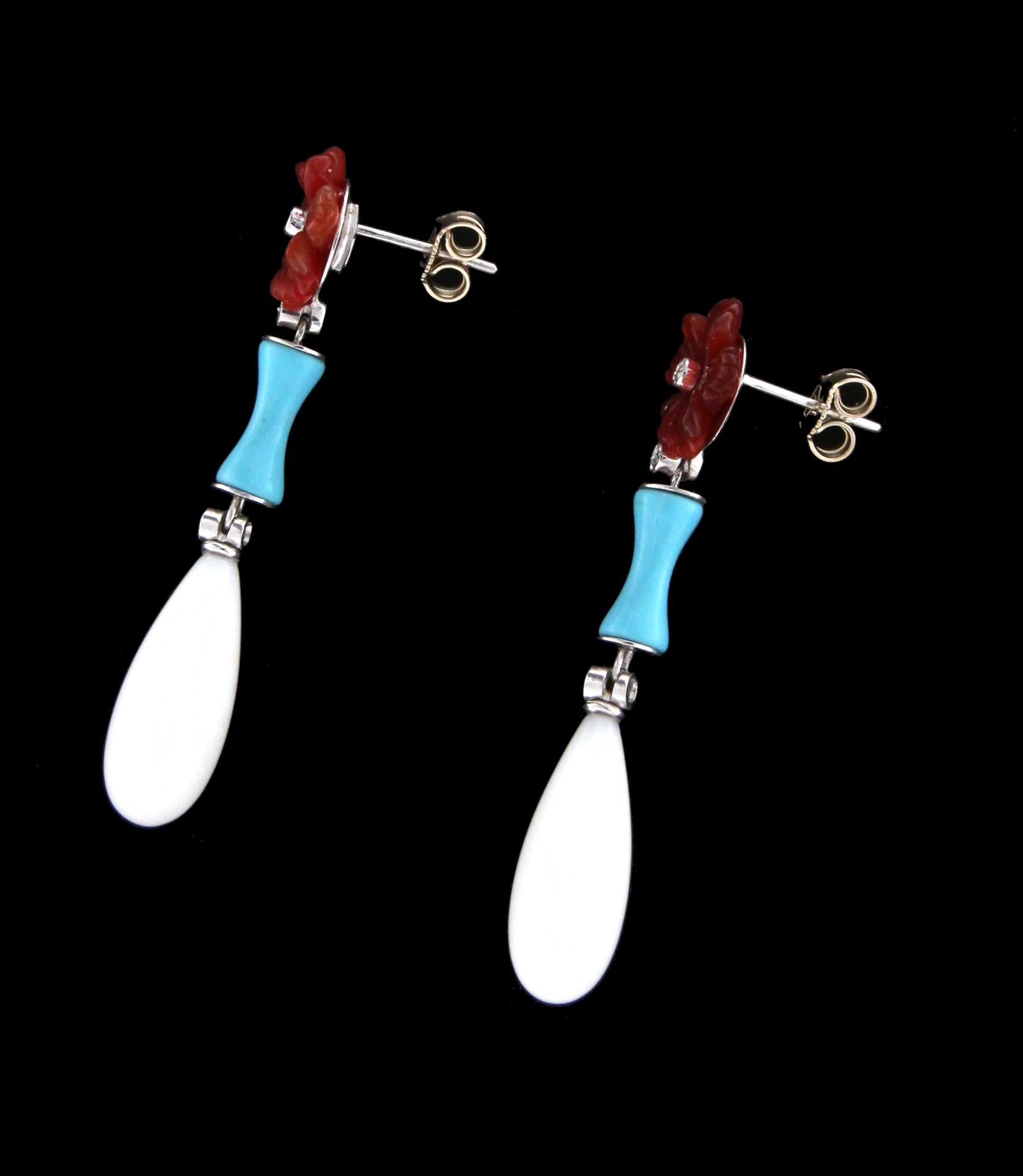 white gold agate earrings