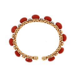 Handcraft Chantecler Capri Coral 18 Karat Yellow Gold Diamonds Bangle Bracelet