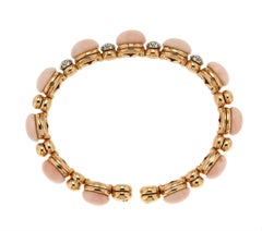 Handcraft Chantecler Capri Coral 18 Karat Yellow Gold Diamonds Bangle Bracelet