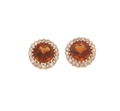 Handcraft Citrin 14 Karat Gelbgold Diamanten Ohrstecker