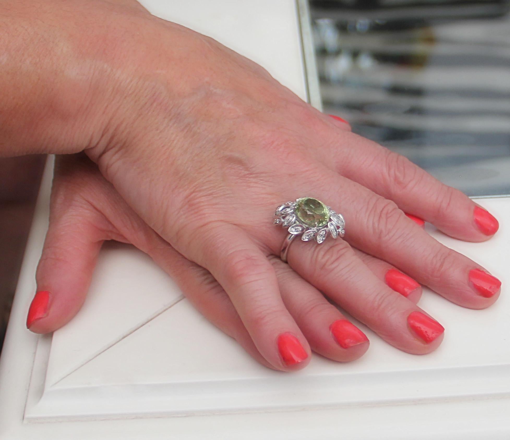 Handcraft Citrine 18 Karat White Gold Diamonds Cocktail Ring For Sale 12