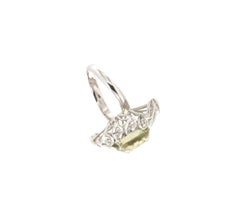 Handcraft Citrine 18 Karat White Gold Diamonds Cocktail Ring