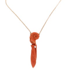Handcraft Koralle 14 Karat Gelbgold Tropfen Halskette