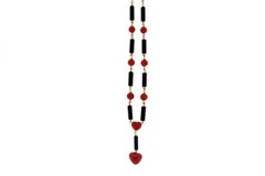Handcraft Coral 14 Karat Yellow Gold Onyx Pendant Necklace