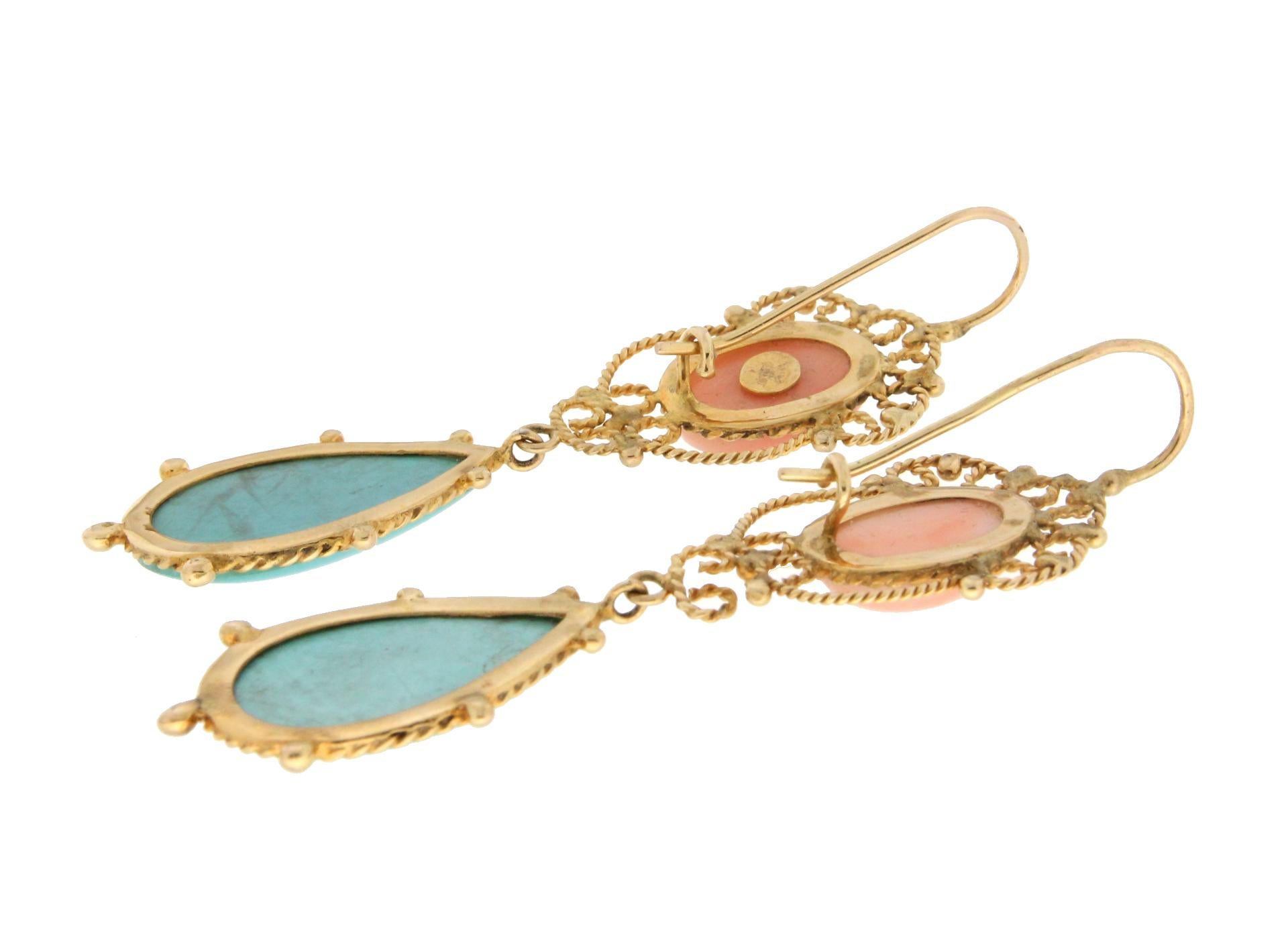 turquoise and gold drop earrings