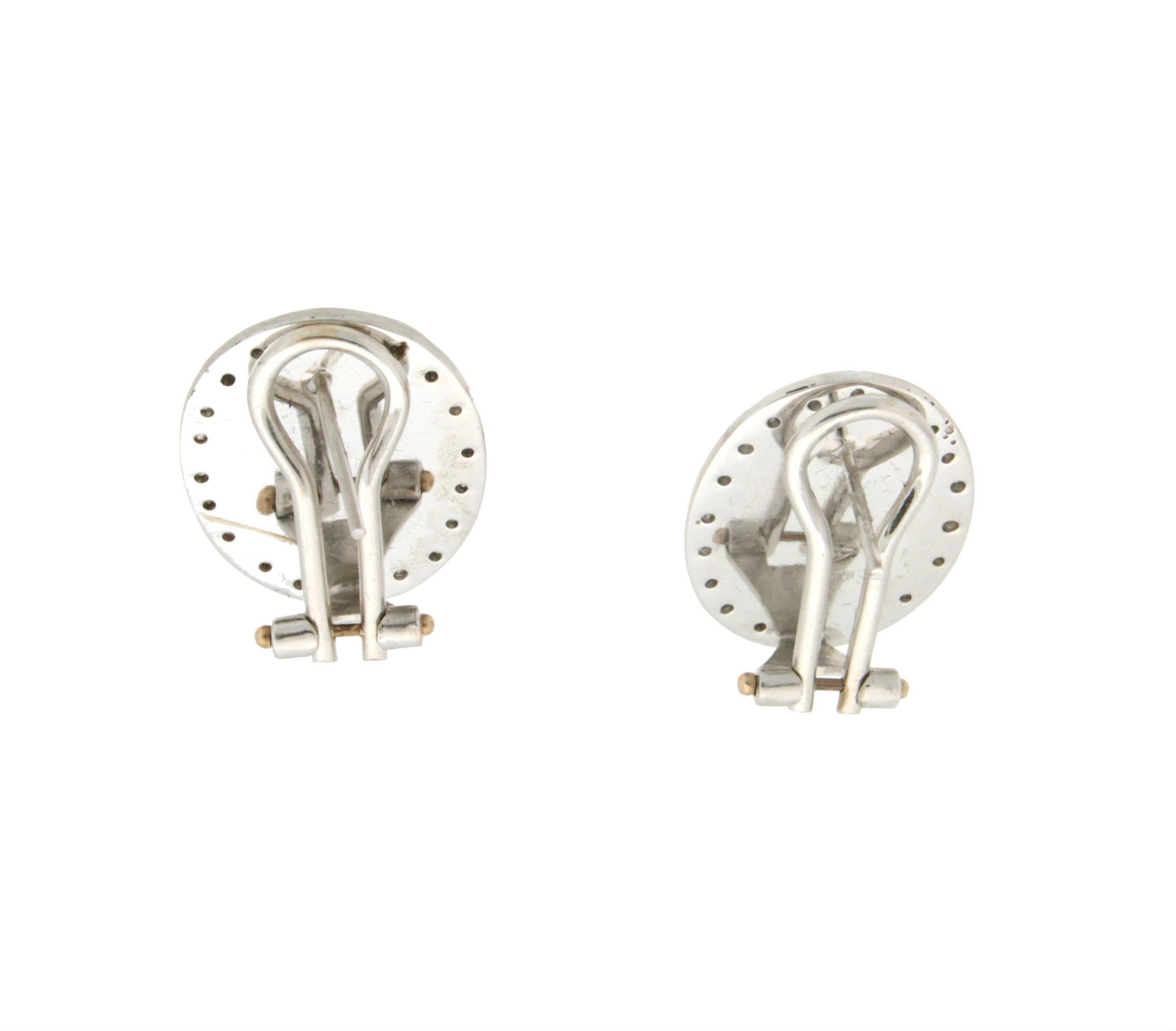 Brilliant Cut Handcraft Coral 18 Karat White Gold Diamonds Stud Earrings For Sale