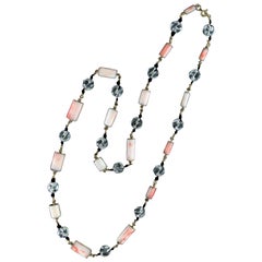 Handcraft Coral 18 Karat Yellow Gold Chain Necklace