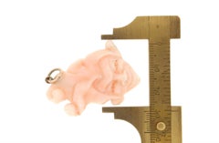 Handcraft Coral 9 Karat Yellow Gold Pendant Necklace