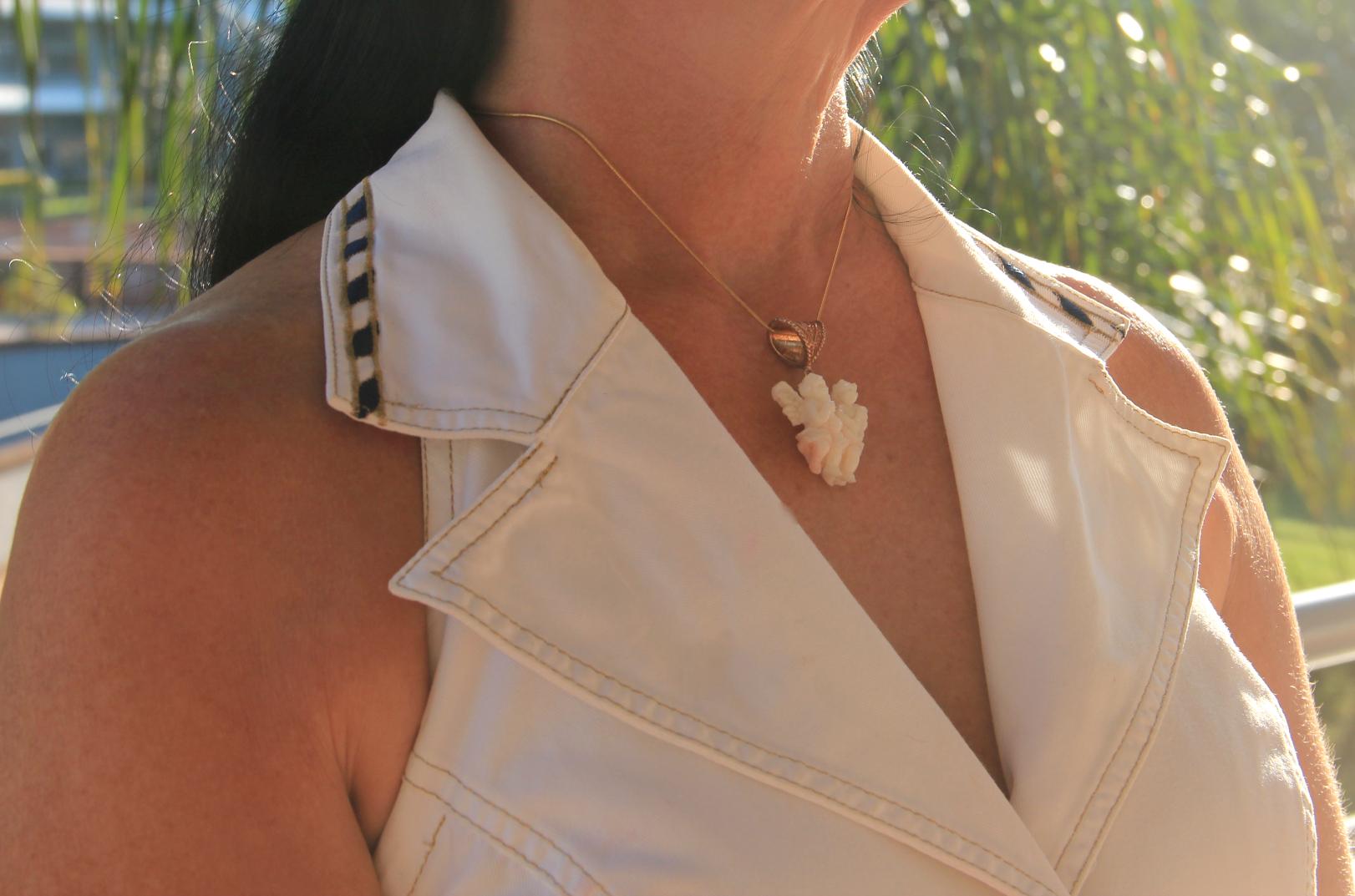 Women's or Men's Handcraft Coral Angel 925 Karat Yellow Silver Pendant Necklace For Sale