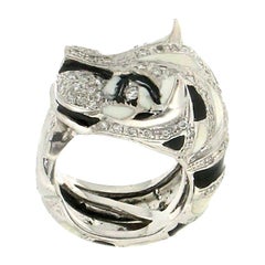 Handcraft Cougar 18 Karat White Gold Diamonds Cocktail Ring