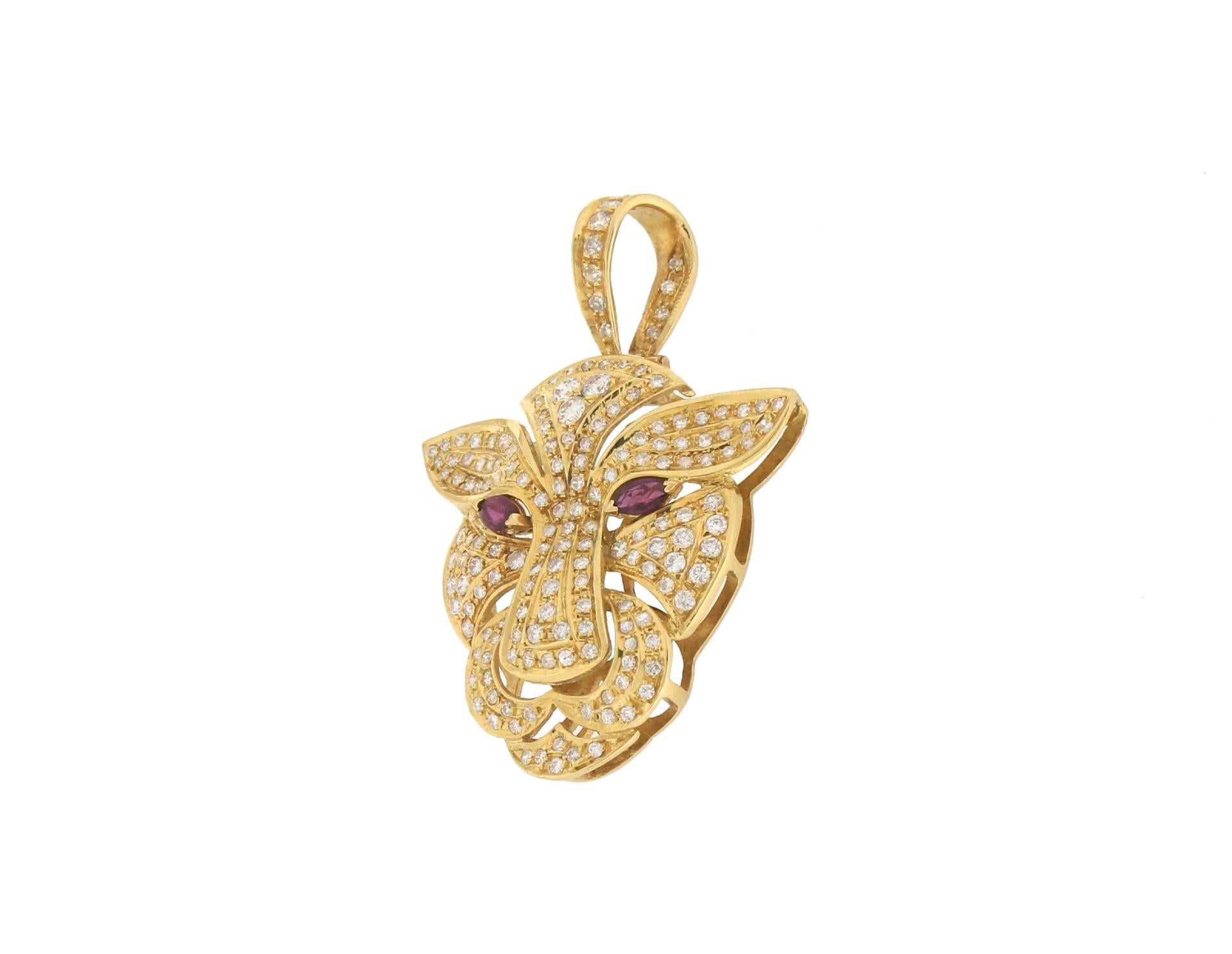 Handgefertigte Cougar Halskette aus 18 Karat Gelbgold mit Diamanten-Anhänger (Kunsthandwerker*in) im Angebot