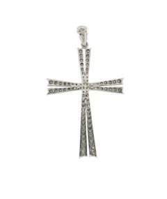 Handcraft Cross 18 Karat White Gold Diamonds Pendant