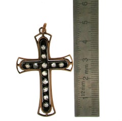 Handcraft Cross 9 Karat Yellow Gold Diamonds Pendant