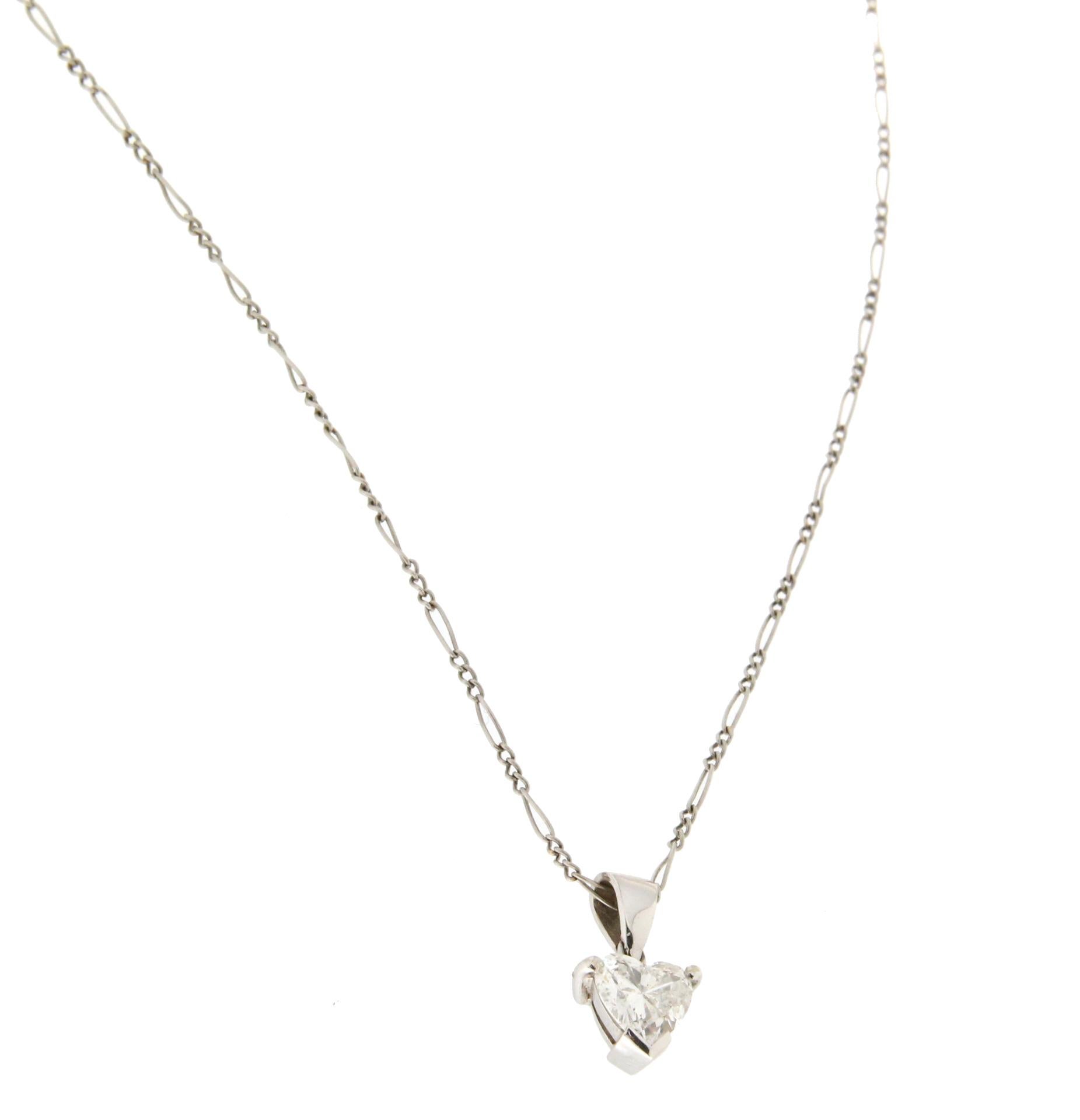 Heart Cut Handcraft Diamond Heart Platinum Pendant Necklace For Sale