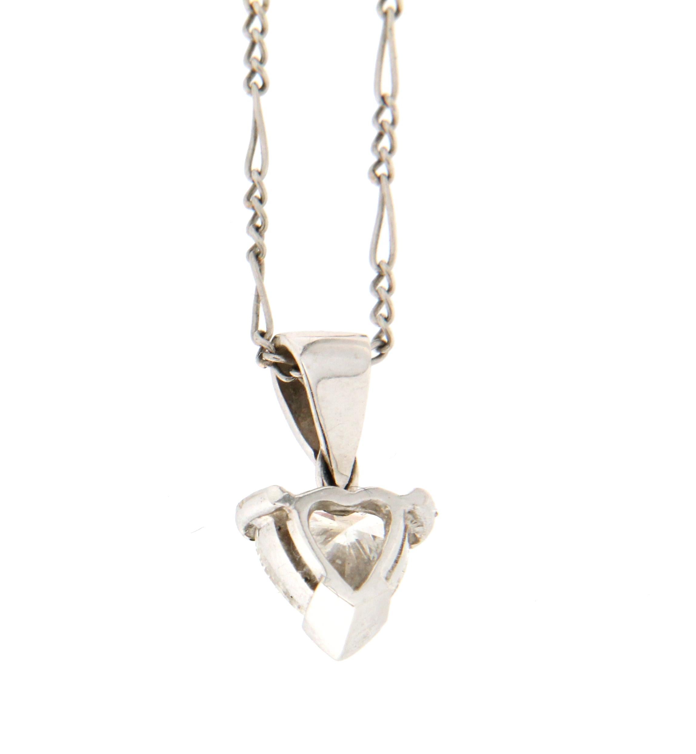 Women's or Men's Handcraft Diamond Heart Platinum Pendant Necklace For Sale