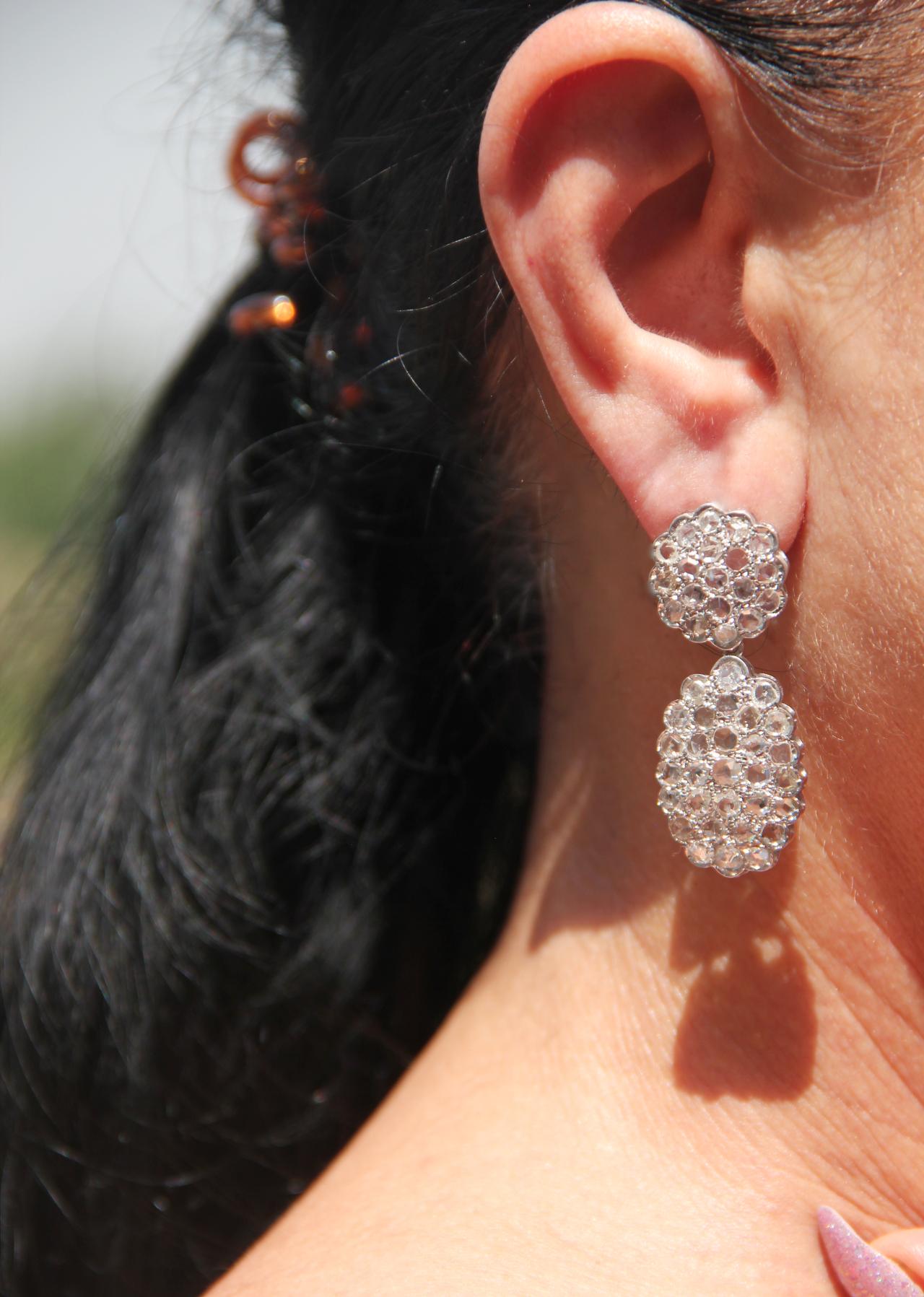 Handcraft Diamonds 14 Karat White Gold Drop Earrings For Sale 6