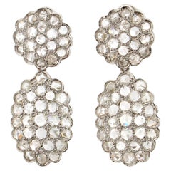 Handgefertigte Diamant-Tropfen-Ohrringe aus 14 Karat Weißgold