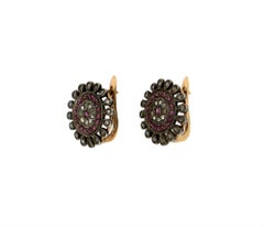 Handcraft Diamonds 14 Karat Yellow Gold and Silver Ruby Stud Earrings