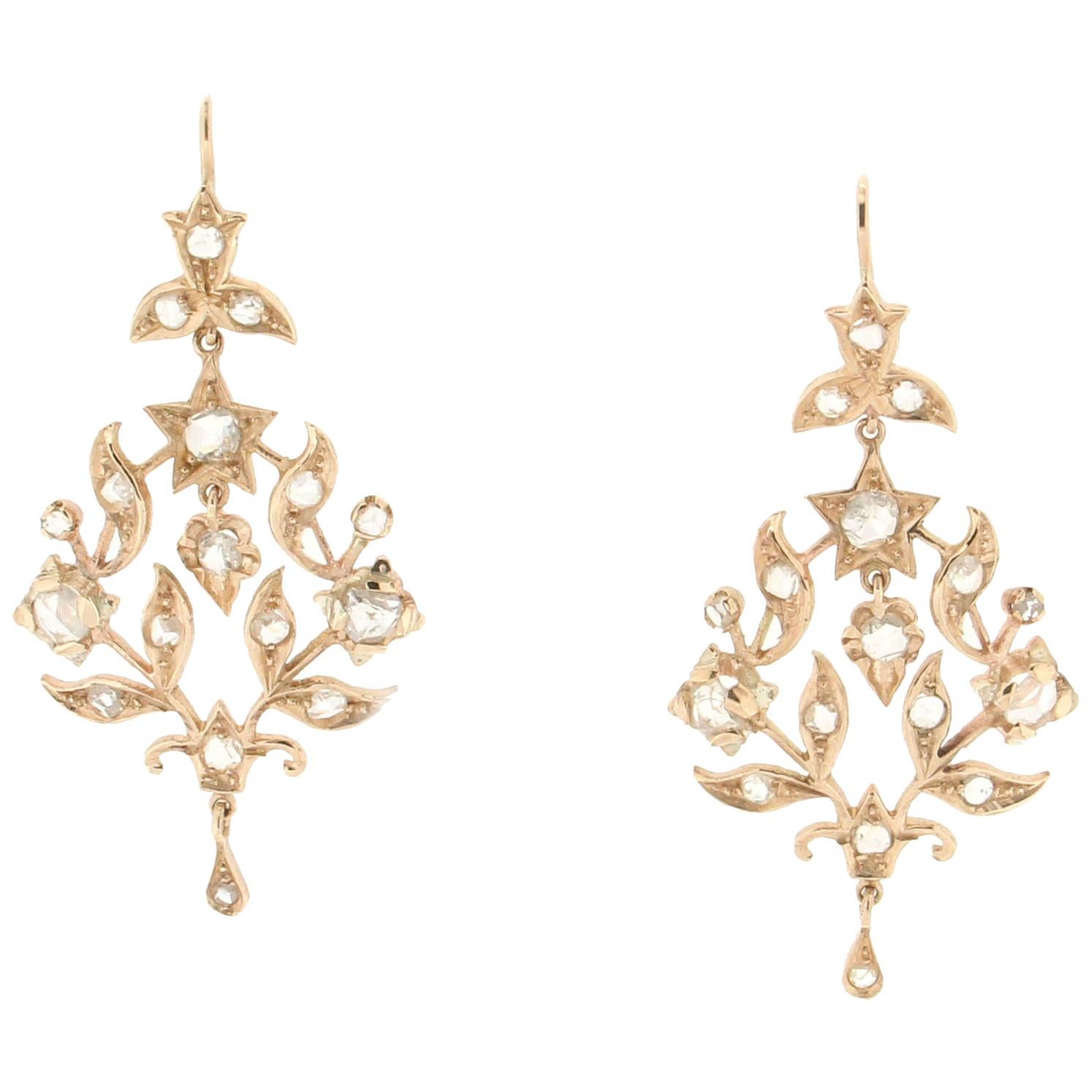 Handcraft Diamonds 14 Karat Yellow Gold Drop Earrings