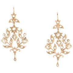 Boucles d'oreilles en goutte en or jaune 14 carats avec diamants, fabrication artisanale